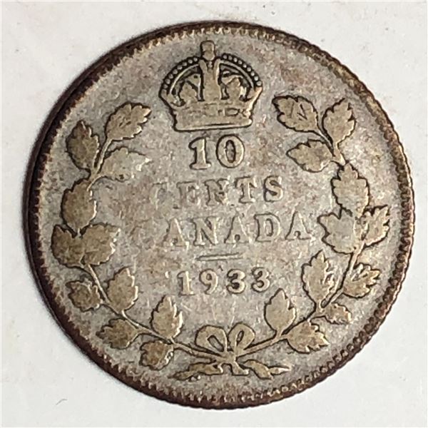 Canadian .10 Cent Dime 1933