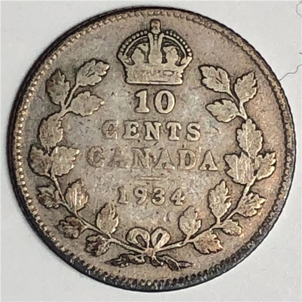 Canadian .10 Cent Dime 1934