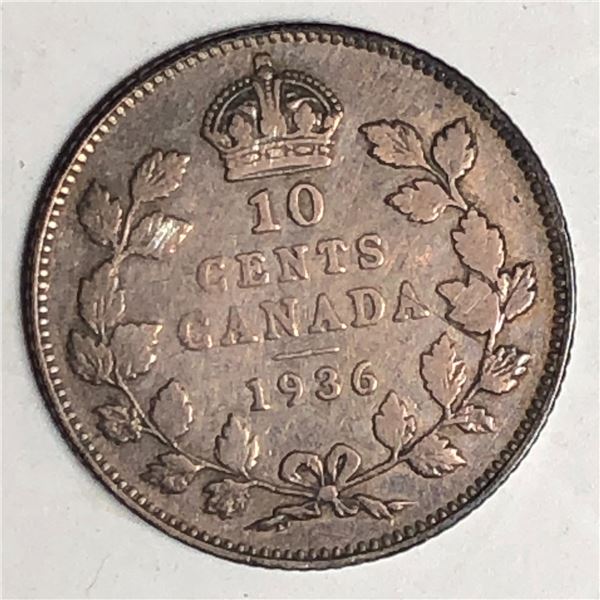 Canadian .10 Cent Dime 1936