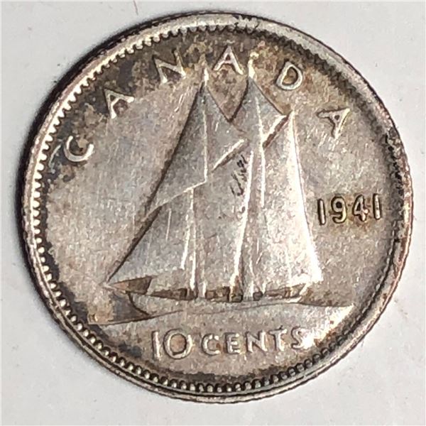 Canadian .10 Cent Dime 1941 VF