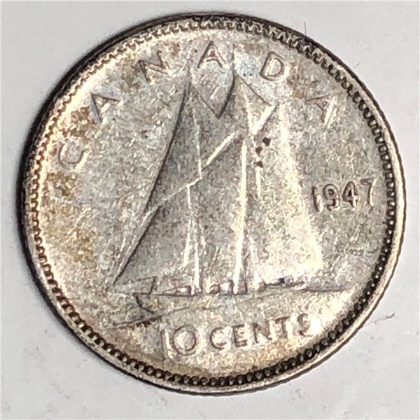 Canadian .10 Cent Dime 1947 VF