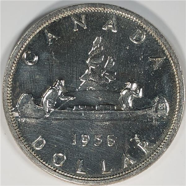 1956 Queen Elizabeth II Canadian Silver Dollar UNC