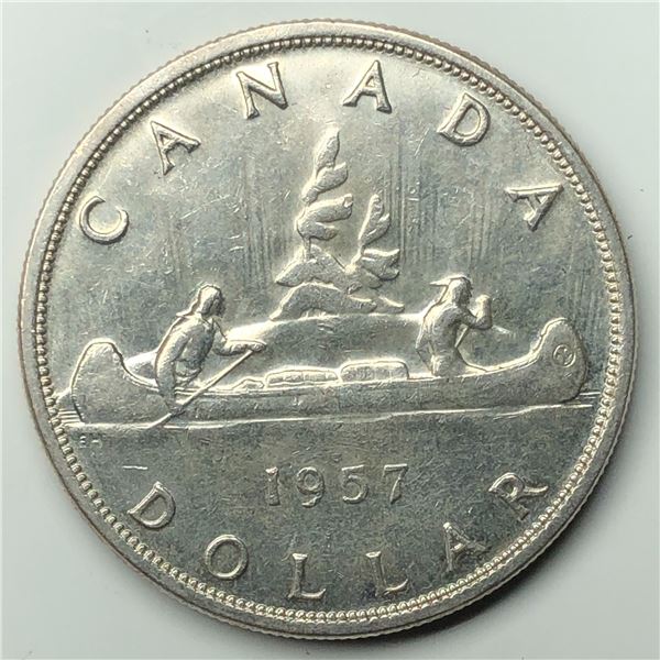 1957 Queen Elizabeth II Canadian Silver Dollar