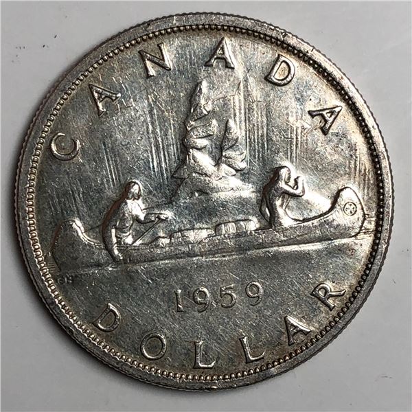 1959 Queen Elizabeth II Canadian Silver Dollar