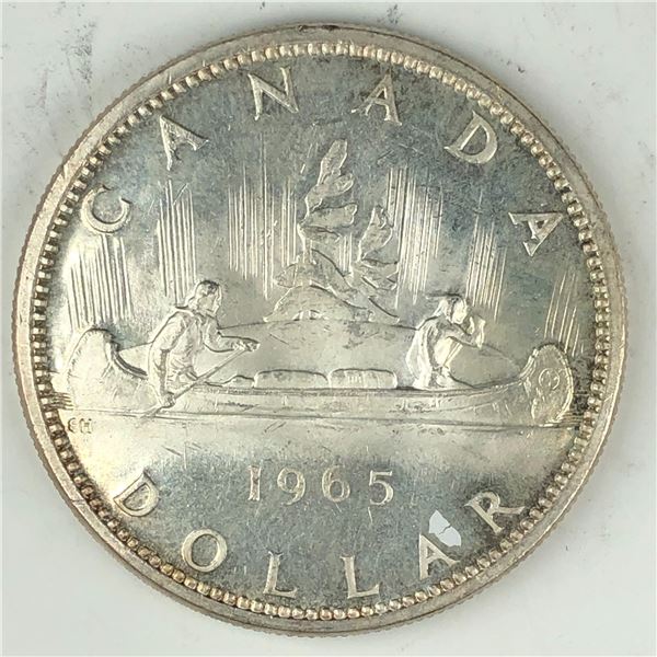 1965 Queen Elizabeth II Canadian Silver Dollar UNC