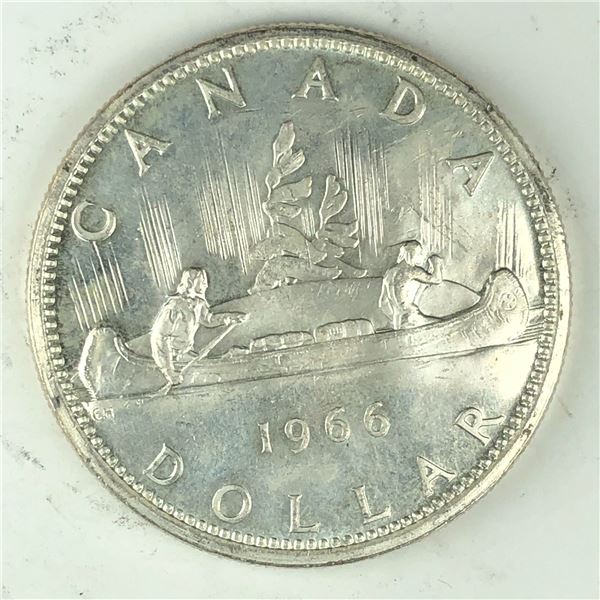 1966 Queen Elizabeth II Canadian Silver Dollar UNC