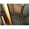 Image 3 : Garden Tools, (2) Forks, Chipper, Hoe, Rack