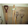 Image 4 : Garden Tools, (2) Forks, Chipper, Hoe, Rack