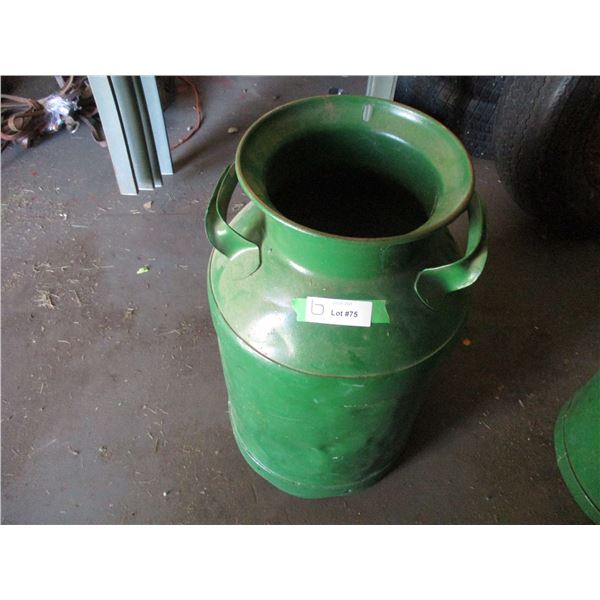 8 Gallon Cream Can, Painted Green hole on Bottom