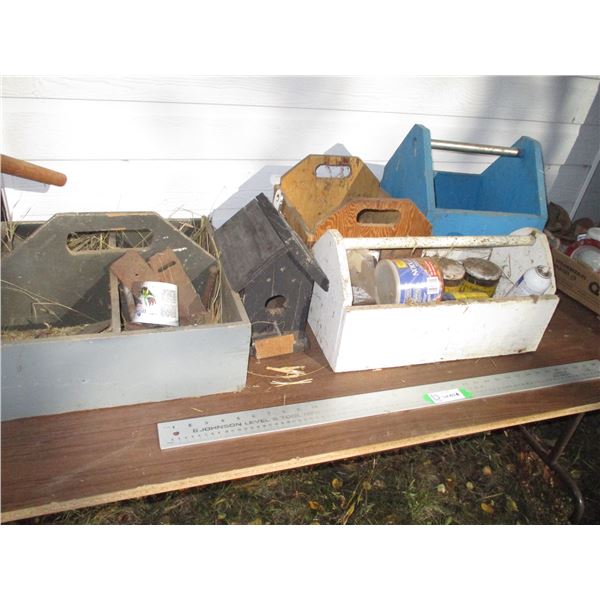 (4) Wooden Tool Boxes and Bird House