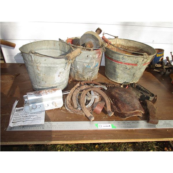 Rail Clevis Slider, Galvanized Pails + Horse Items