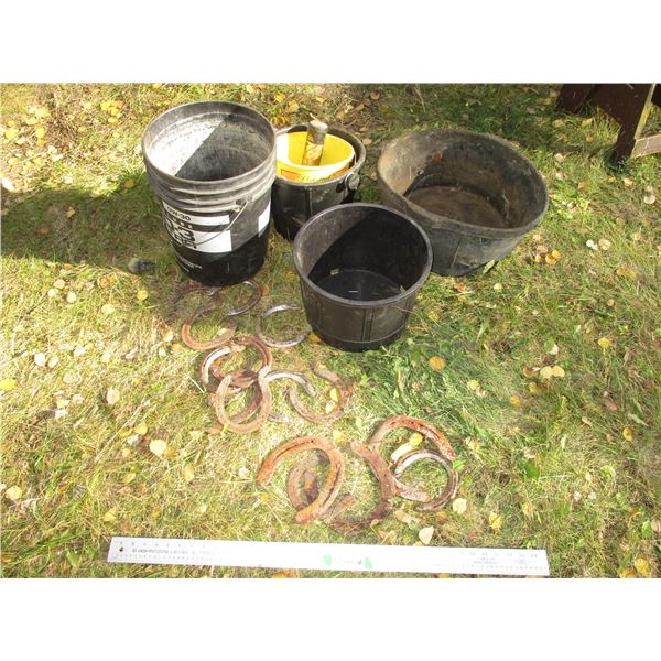 Horse Shoe Insulators and Feed Bucket