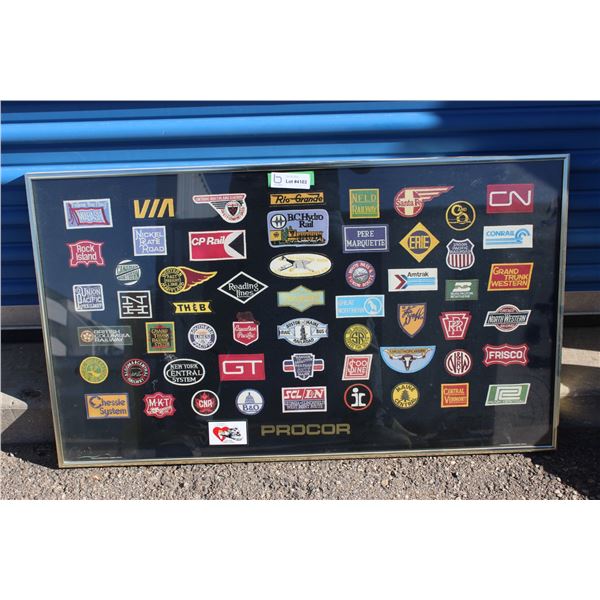 ** Framed Procor Badges Including CP Rail, Railway Patch-Related 21.5x36