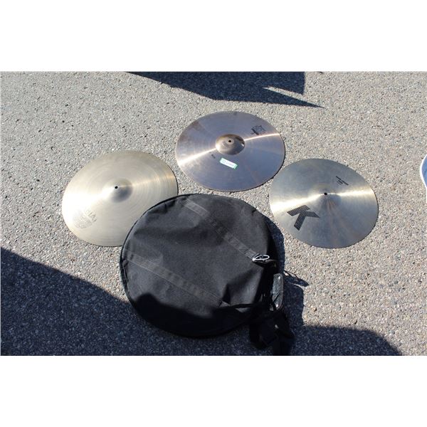 ** (3x Bid Price) (3) Large Cymbals with Storage Bag