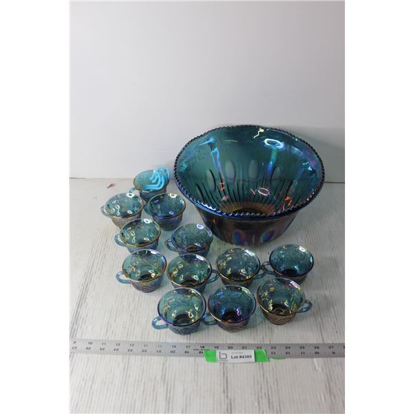 Blue Punch Bowl Set