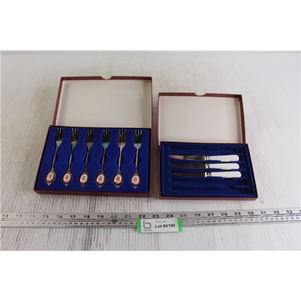 (3) Butter Knives - Crown Sheffield England, (6) Decorative Forks - Made in Japan