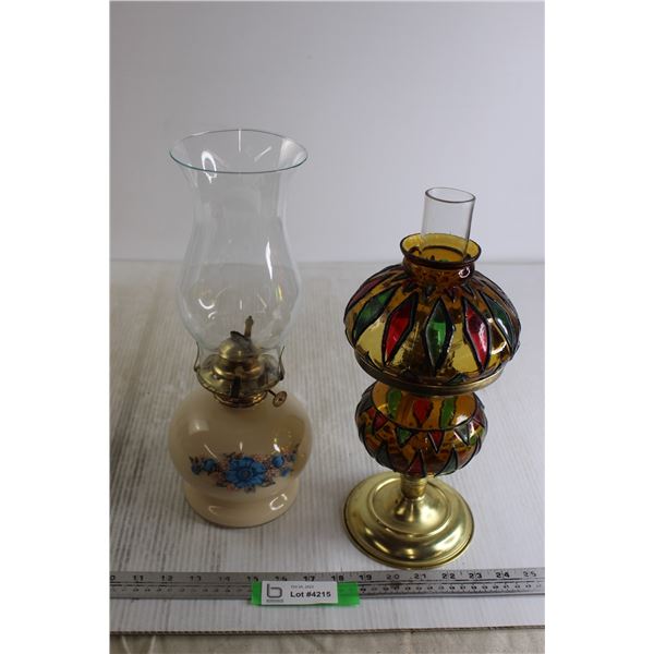 Decorative Vintage Kerosene Lamp - Glass and Brass Finish, Vintage Kerosene Lamp - Ceramic Base