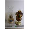 Image 1 : Decorative Vintage Kerosene Lamp - Glass and Brass Finish, Vintage Kerosene Lamp - Ceramic Base