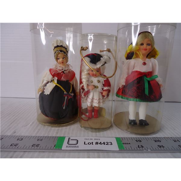 (3) Mini Dolls in Case