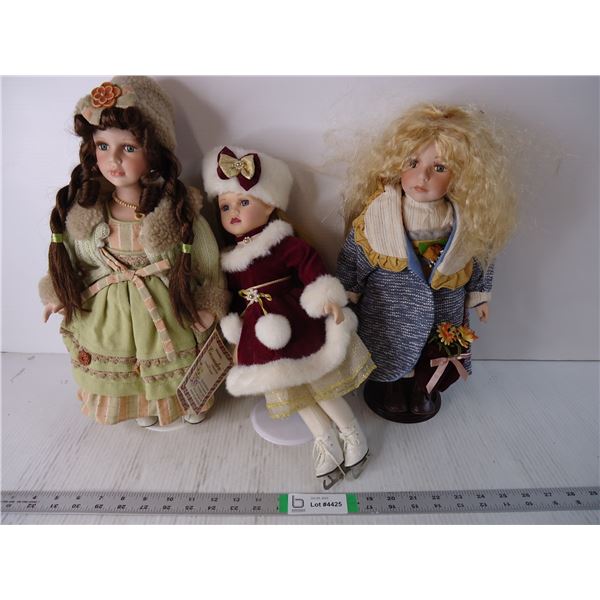 (3) Vintage Porcelain Dolls-approx. 18  Tall