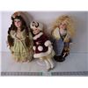 Image 1 : (3) Vintage Porcelain Dolls-approx. 18" Tall