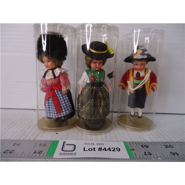 (3) Mini Dolls in Case