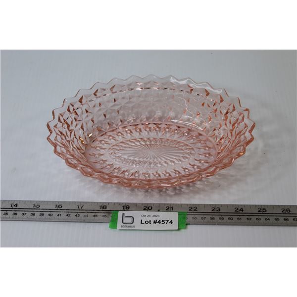 Buttons & Bows Pink Depression Glass Dish (chipped)