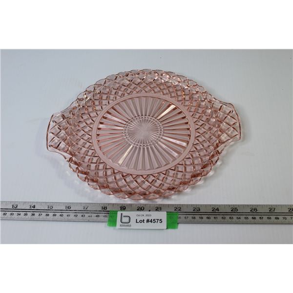 Buttons & Bows Pink Depression Glass Dish