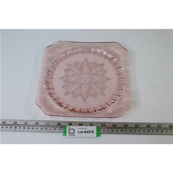 Jeannette Pink Adam Depression Glass Plate ( 9 " wide)