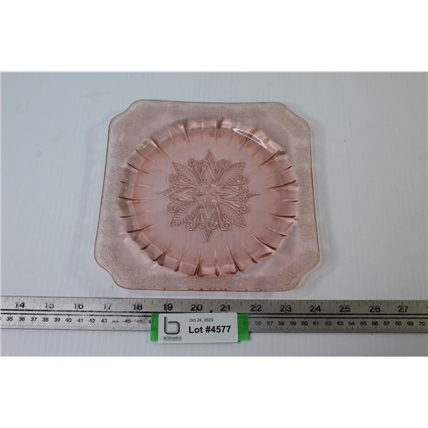 Jeannette Pink Adam Depression Glass Plate ( 7 3/4" wide)