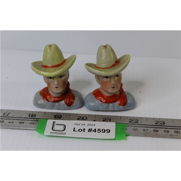 (2) Occupied Japan - Cowboy Head - Salt & Pepper Shakers