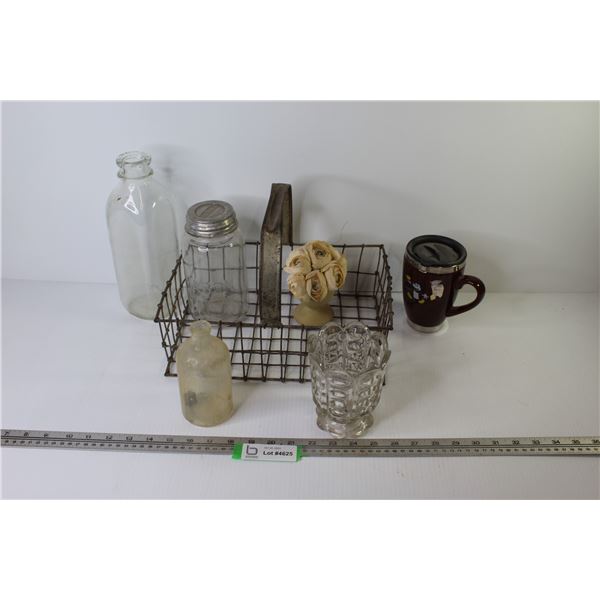 Wire Basket - Milk Bottle - Glass Vase Mason Jar - Misc. Items