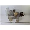 Image 1 : Wire Basket - Milk Bottle - Glass Vase Mason Jar - Misc. Items