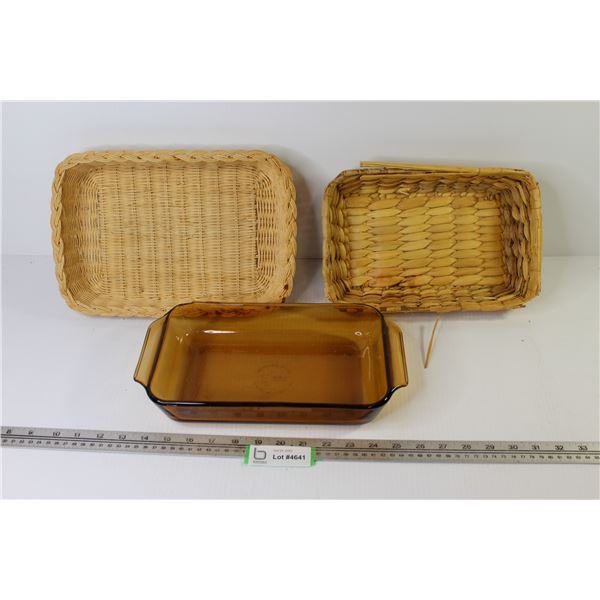 Anchor Hocking Baking Dish (chipped) - (2) Baskets