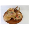 Image 6 : Rooster Themed Knife Block & Wooden Snack Dishes & Tray - Hamburger Press