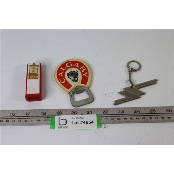 Calgary Brewery Bottle Opener - ZZ Top Key Chain - Plastic Gas Pump