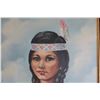 Image 2 : *Framed Indigenous Woman Acrylic Painting by Marion Robichaud - 26 1/2" x 30 1/2"