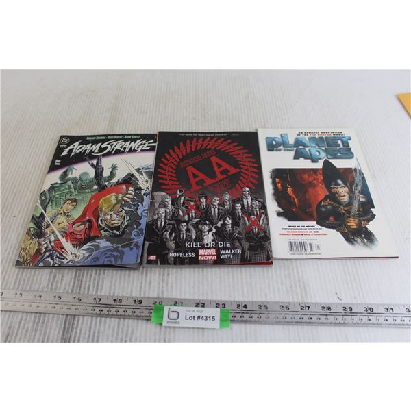 (3) Graphic Novels - Adam Strange, Avengers Arena, Planet of the Apes