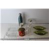 Image 1 : Metal Water Bottle + (4) Glass Jars + Icewind Tea Tin + Misc.