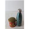 Image 5 : Metal Water Bottle + (4) Glass Jars + Icewind Tea Tin + Misc.