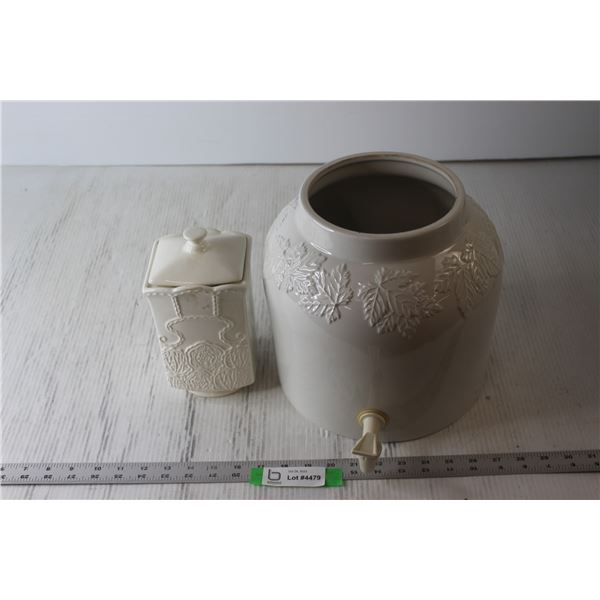 Ceramic Cookie Jar + Ceramic Jar with Spigot