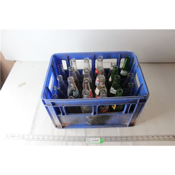 Lot of Glass Bottles in Crate Sprite, Pepsi, Fanta and More