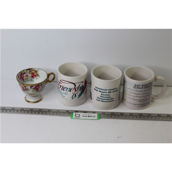 (3) Mugs - (1) Castle Teacup (no saucer)