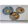 Image 1 : Porcelain Pie Plat - (2) Metal Plates - (5) Shells