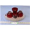Image 1 : Anchor Hocking Fan/ Royal Ruby Snack Set