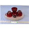 Image 1 : Anchor Hocking Fan/ Royal Ruby Snack Set