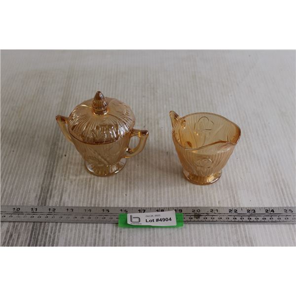 Iris & Herringbone Marigold Cream and Sugar Set