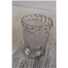 Image 2 : (2) Glasses, Glass Piggy Bank with (2) Canadian Pennies, Boot Vase Decoration