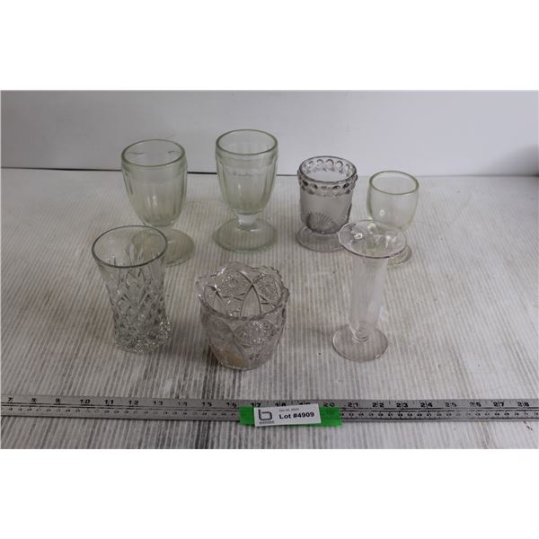 (4) Glasses, (3) Vases