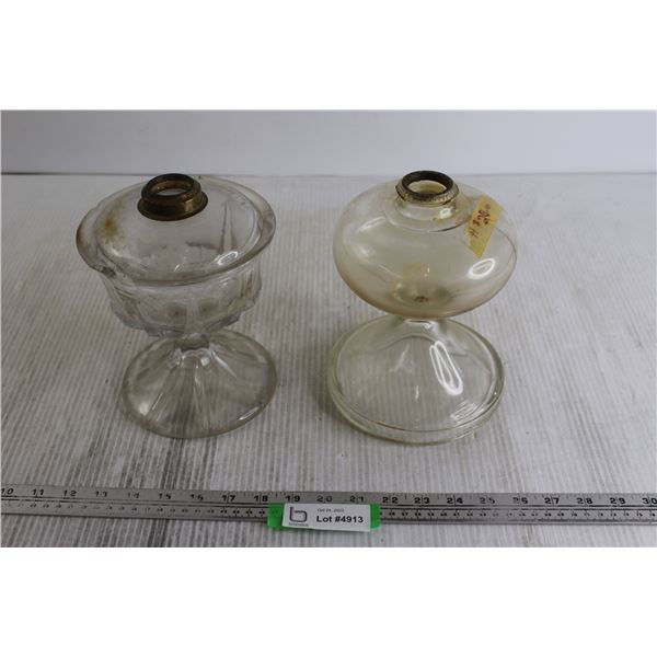 (2) Kerosene Lamp Bases - (1) is Chipped